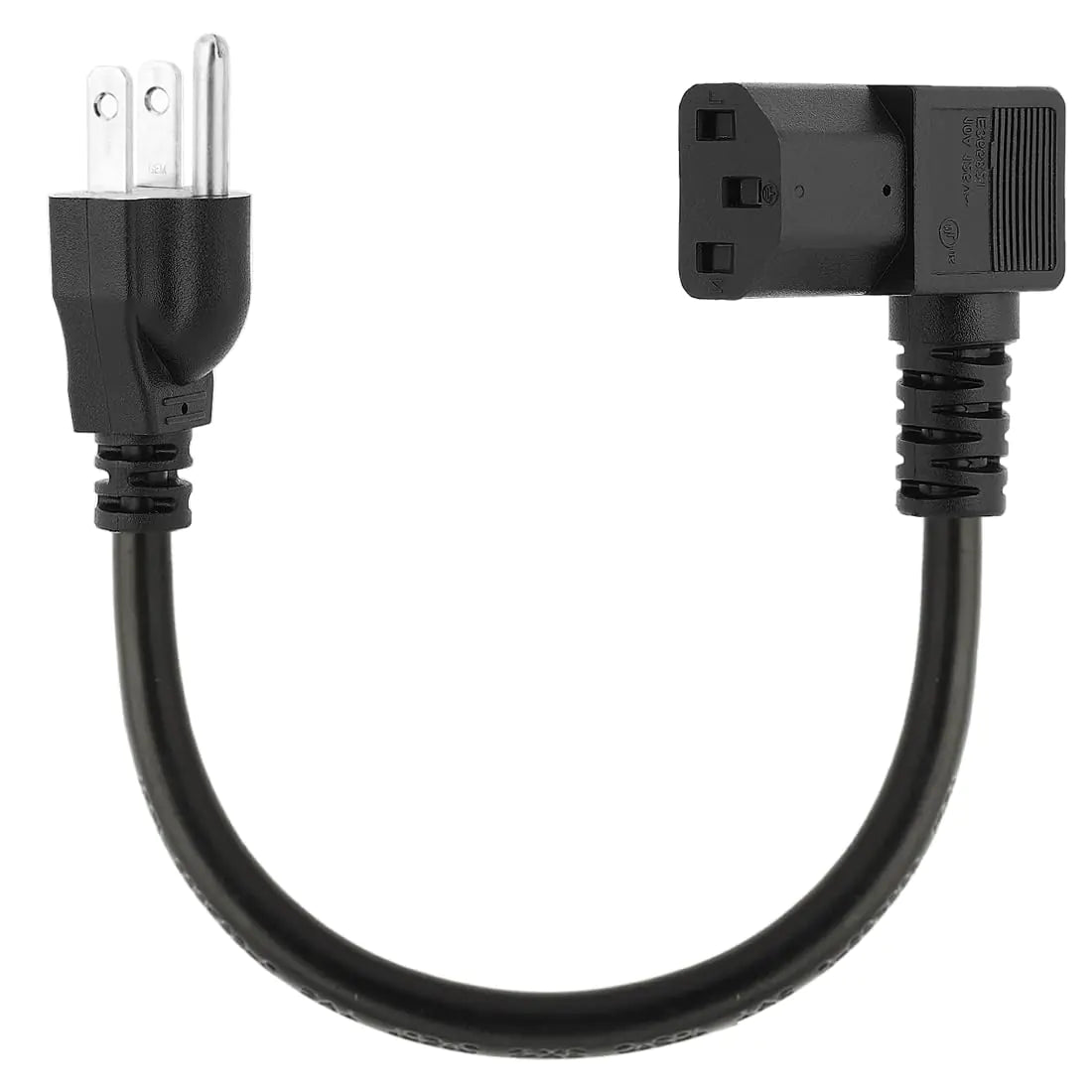 1ft Left Angle Power Cord NEMA 5-15P to IEC C13 - Space-Saving Cable