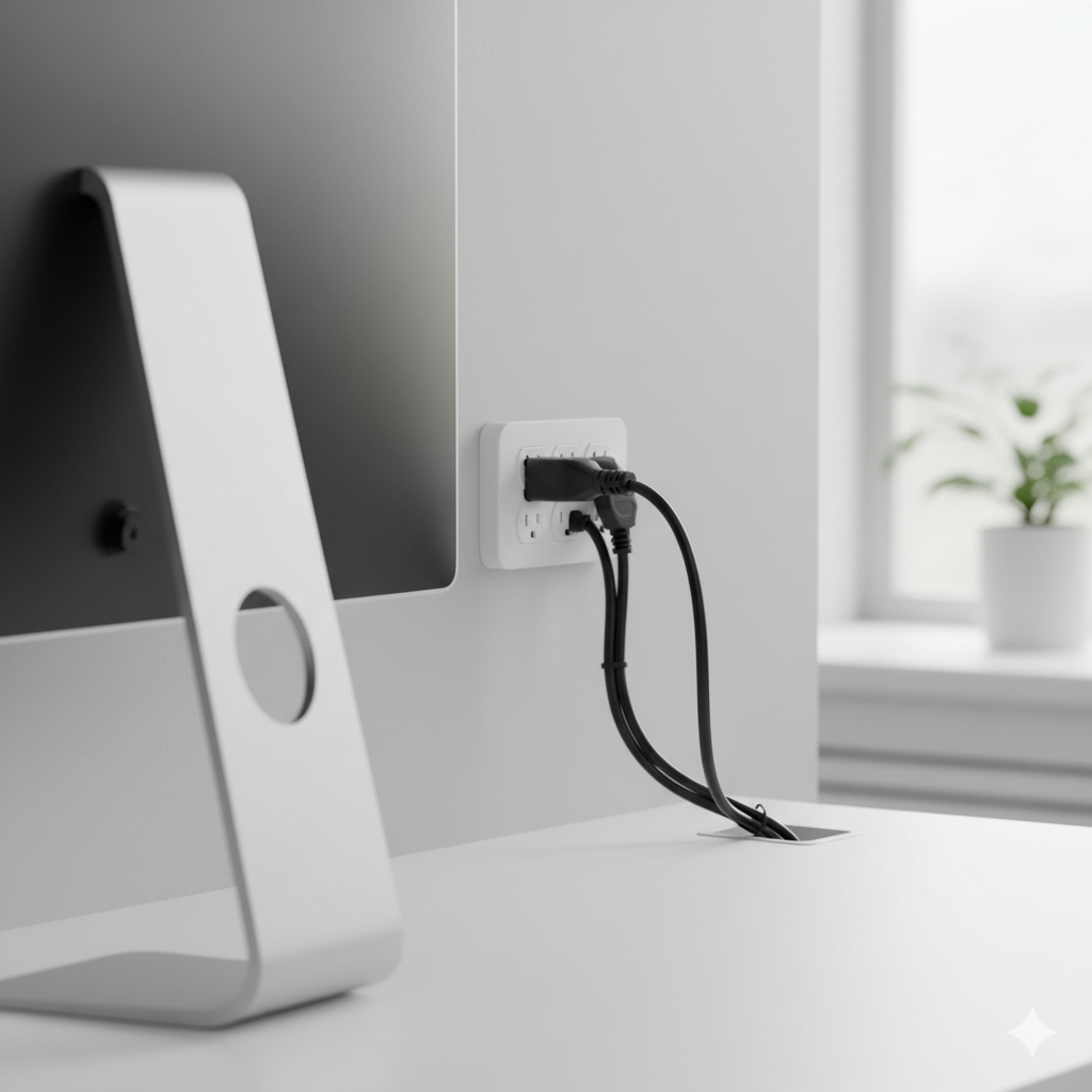 1ft Left Angle Power Cord NEMA 5-15P to IEC C13 - Space-Saving Cable